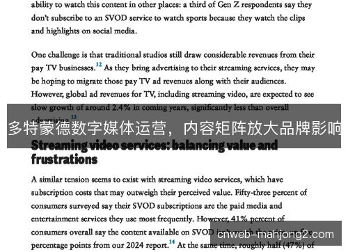 多特蒙德数字媒体运营，内容矩阵放大品牌影响